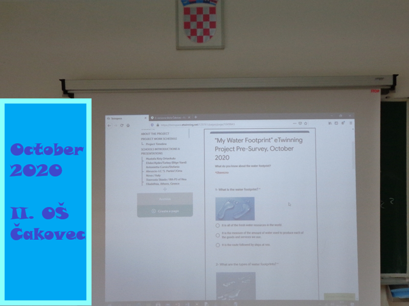 eTwinning projekt My Water Footprint inicijalni upitnik